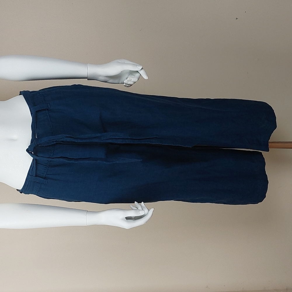 Liz Claiborne Cotton & Linen Blend Cropped Pants Coastal Gramma